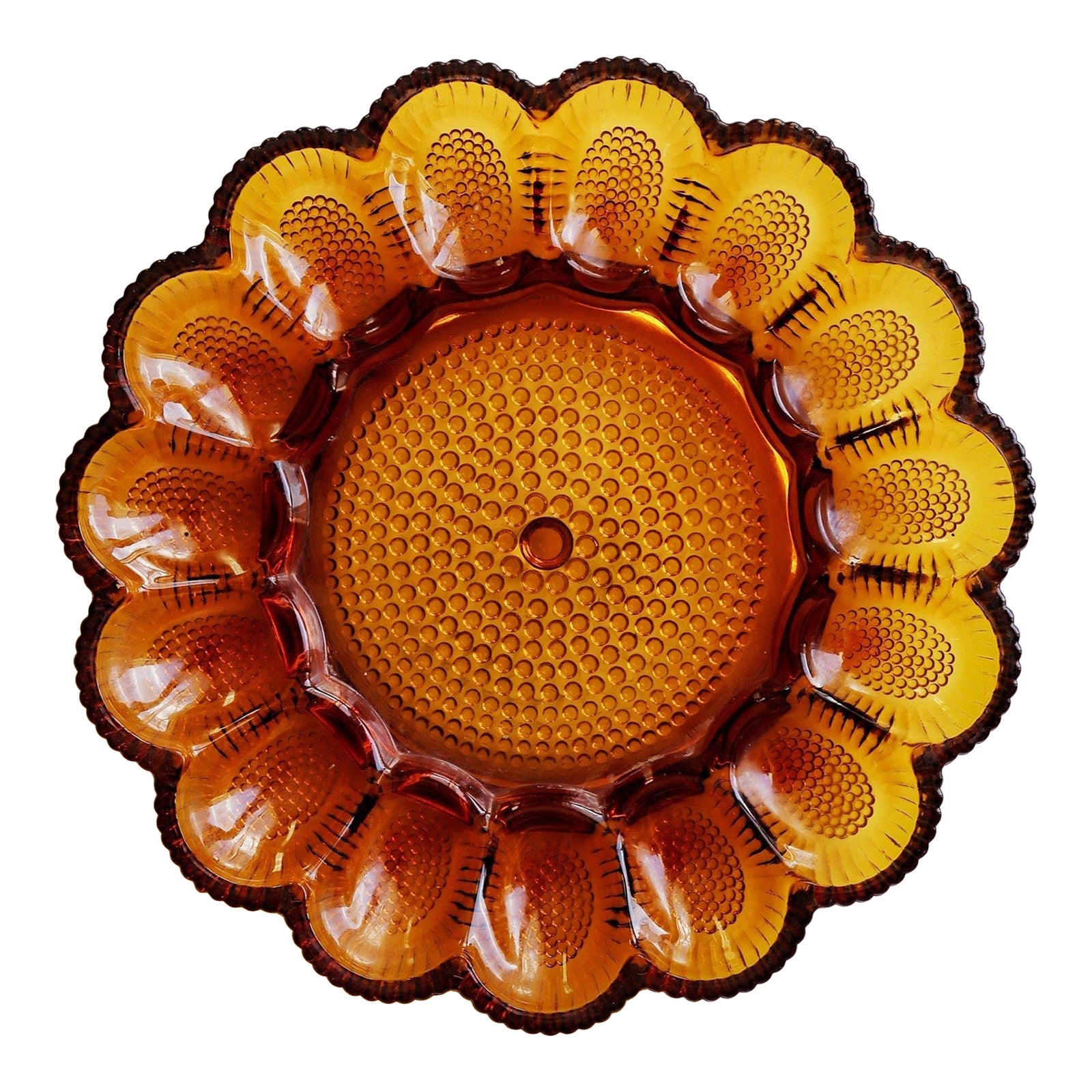 Vintage Hobnail Amber Glass Egg Tray Chairish