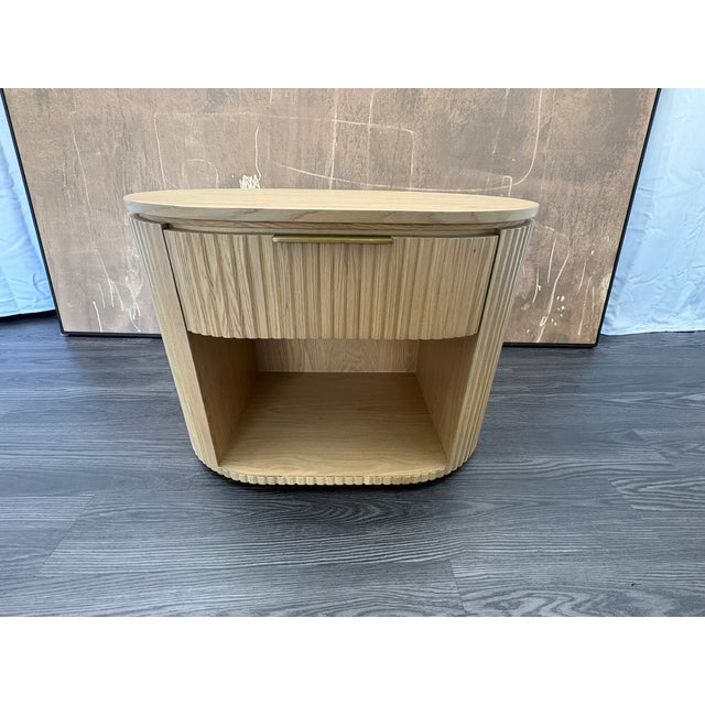 Rh Byron Open Nightstand – 32" Light Oak | American White Oak | Reeded Detail | Soft-Close Drawer For Sale - Image 10 of 18