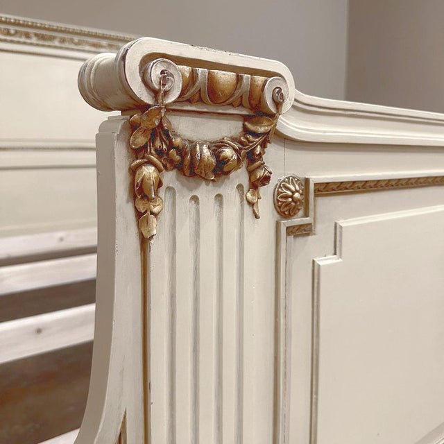 Antique Italian Neoclassical Painted Queen Bed For Sale - Image 11 of 18