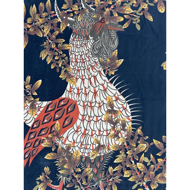 Very beautiful antique french hand printed tapestry by renowned Cotto manufacturer with nice design of Jean Lurçat, titled...