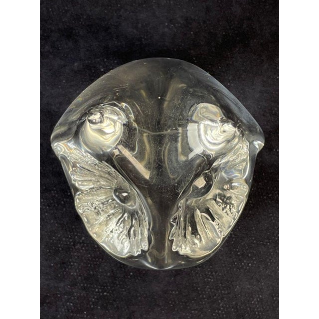 Mid-Century Modern Vintage Daum France Crystal Owl Paperweight Figurine Signed Art Glass For Sale - Image 3 of 10