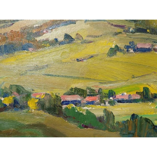 Janis Lauva, Mountain Landscape with a Village, 1980, Oil on Cardboard For Sale - Image 6 of 13