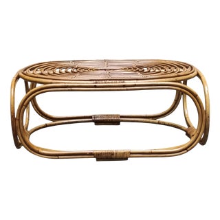 Wowen Rattan Coffee Table attributed to Tito Agnoli, Italy, 1960s For Sale