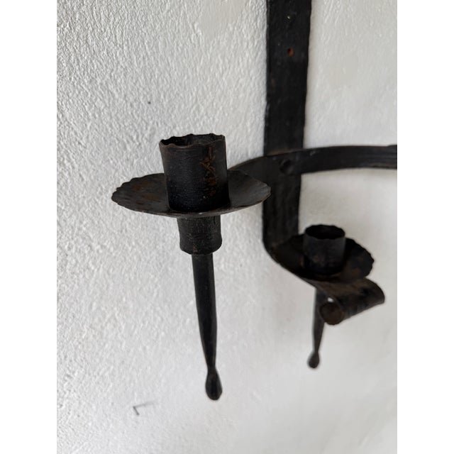 Brutalist Wall Sconces in Wrought Iron, 1890s, Set of 2 For Sale - Image 15 of 18