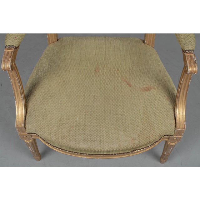 Wood Louis XVI Style French Gilded Fauteuil or Armchair For Sale - Image 7 of 7