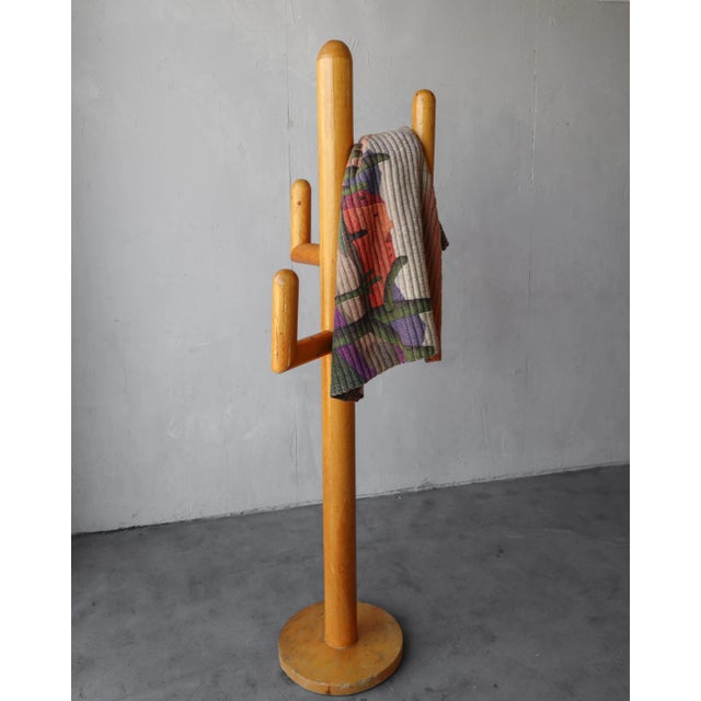 Rustic Vintage Solid Pine Wood Sculpture Coat Rack For Sale - Image 3 of 7