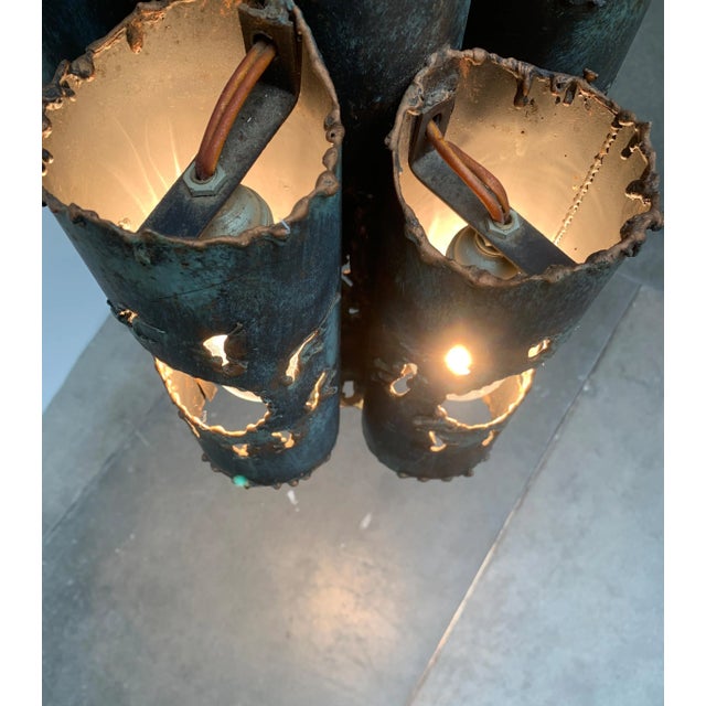 Mid-Century Brutalist Metal Pendant Lamp For Sale - Image 10 of 18