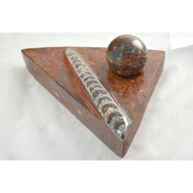 Stone Red Fossil Stone Triangle with Sphere For Sale - Image 7 of 7