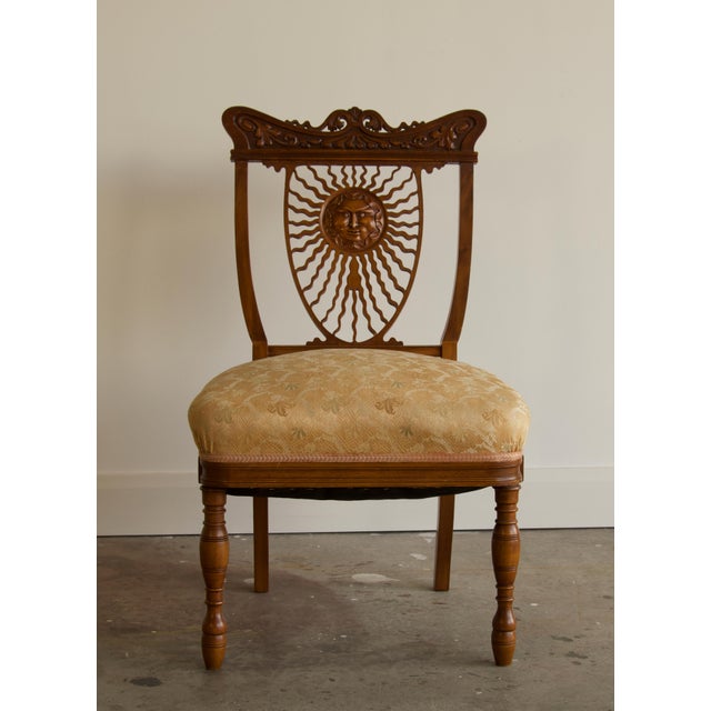 Antique Carved Radiant Sun Face Side Chair, Circa 1880 For Sale - Image 4 of 6