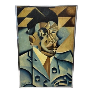 1965 Framed Oil Painting "Cubism Portrait Pablo Picasso" Manner of Juan Gris, by British artist John Connor For Sale