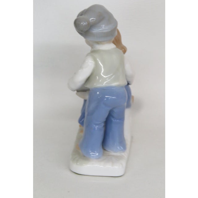 Lego Japan Porcelain Figurine Girl and Boy Reading Open Book Glossy Finish 5087b For Sale In Miami - Image 6 of 16