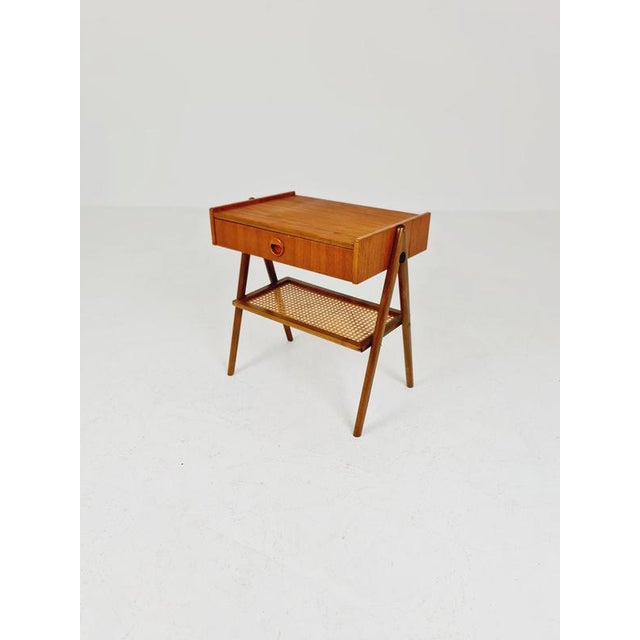 Mid-Century Modern Danish Bedside Table in Rattan and Teak For Sale - Image 14 of 14