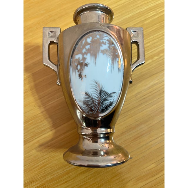 1930s Platinum Palm Ware Commons Miami Palm Trees & Spanish Moss Urn/Bud Vase For Sale - Image 6 of 8