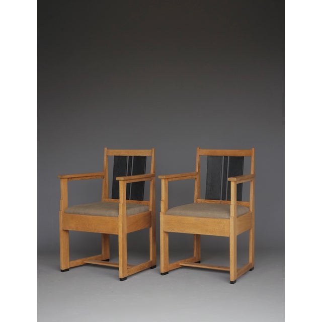 Dutch Art Deco Oak Armchairs by Henk Wouda, 1920s, Set of 2 For Sale - Image 18 of 18