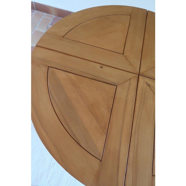 Wood Round Extending Dining Table in Elm attributed to Maison Regain, France, 1980s For Sale - Image 7 of 15