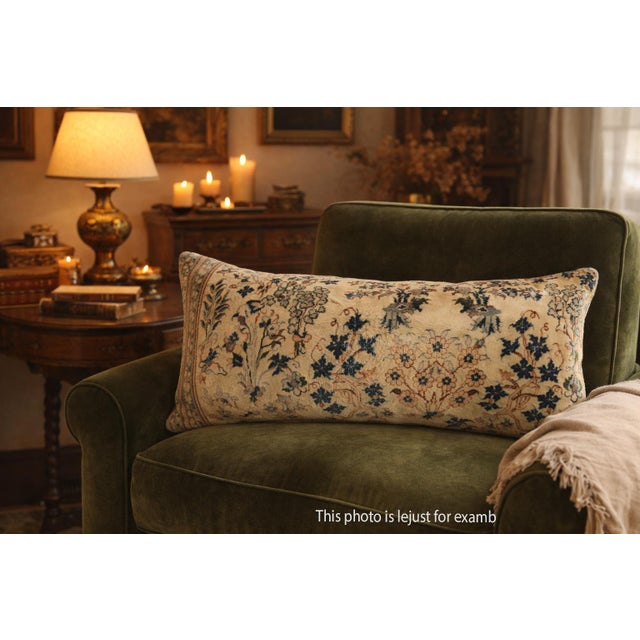 Tribal Authentic Vintage Rug Pillow Cover – Handwoven Floral Motif Throw Cushion Cover -12'' X 35'' For Sale - Image 3 of 11