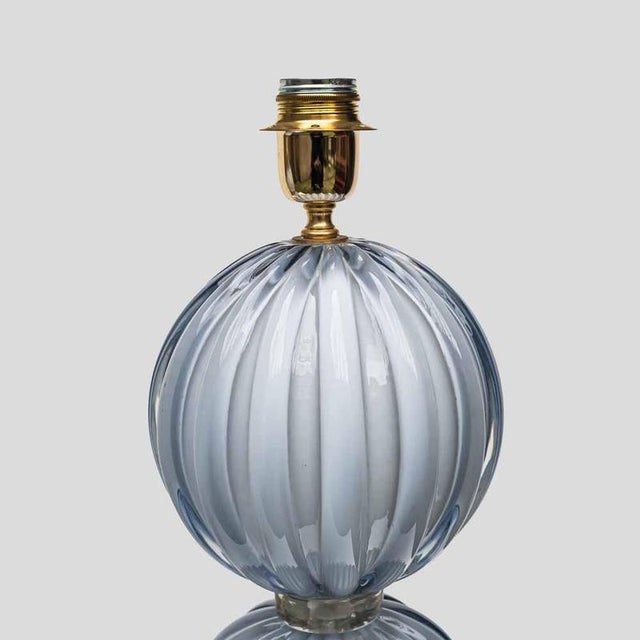 Light Pale Blue-Grey Blown Murano Glass Table Lamps, 1980s, Set of 2 For Sale - Image 9 of 12