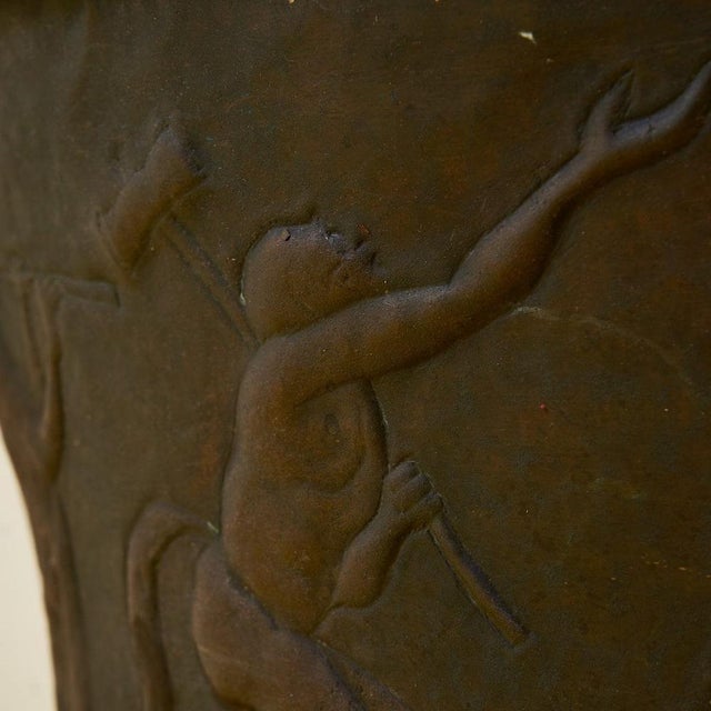 Metal Large Copper Vase Holder, 1930s For Sale - Image 7 of 8