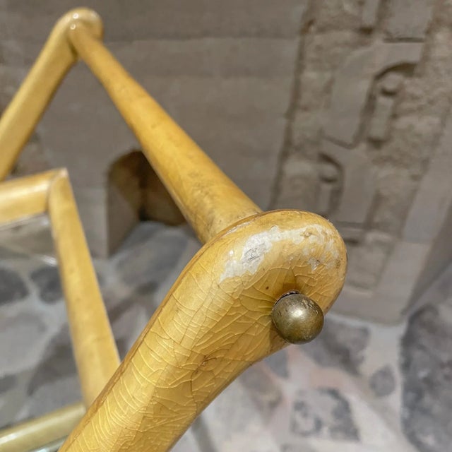 Cream 1950s Aldo Tura Italian Goatskin and Brass Swan Service Cart For Sale - Image 8 of 13