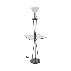 Gerald Thurston Attributed Mid Century Modern Black & Brass Floor Lamp