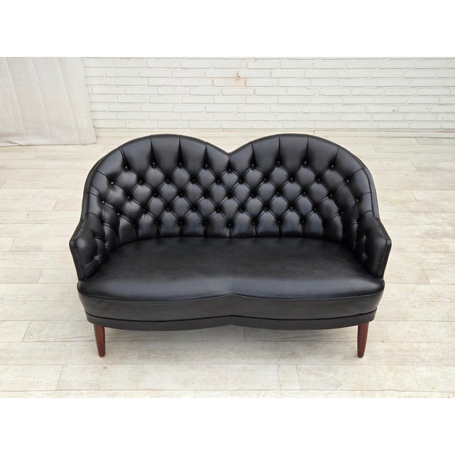 Scandinavian Sofa in Black Furniture Leather, 1960s For Sale - Image 4 of 18