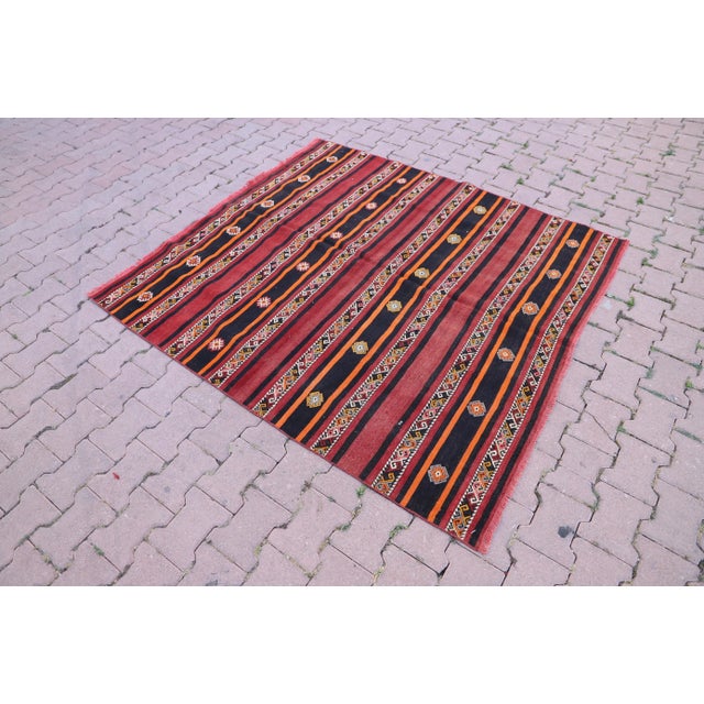 Size: 5.4 x 5.6 ft - 165 x 171 cm - 65 x 67 inches Color: Organic Natural Dye ( Burgundy, Black, Orange, White ) Material:...