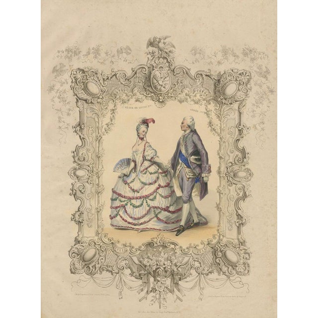Louis XV & Madame De Pompadour Rococo Court Costume, 1847, Lithograph For Sale - Image 10 of 10