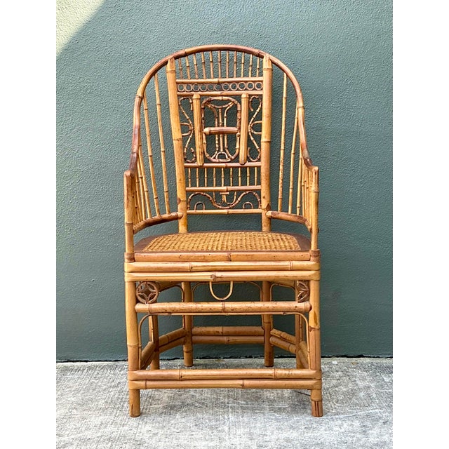 Late 20th Century Vintage Brighton Pavilion High Back Rattan Chair For Sale - Image 5 of 12