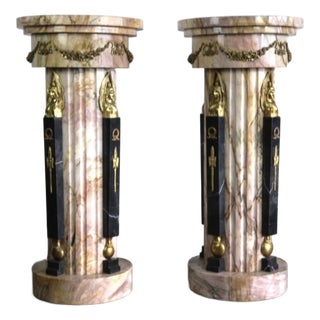 French Empire Style Marble Columns - a Pair For Sale