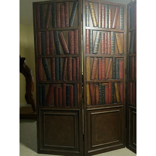 Maitland - Smith Maitland Smith Style Leather Book Screen Room Divider For Sale - Image 4 of 14