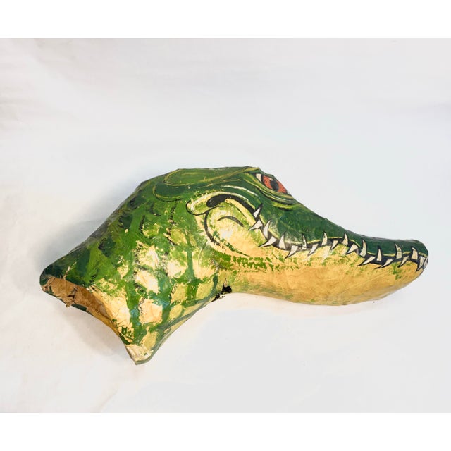 One-of-a-kind hand built alligator sculpture. Made from a chicken wire frame, layered with newspaper papier-mache, and...