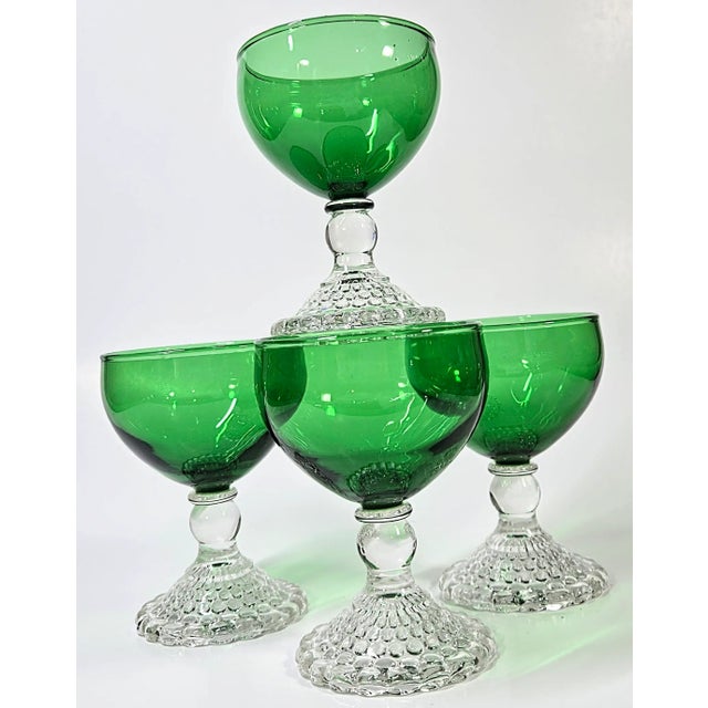 Emerald Green Art Nouveau Goblets - Set of Four For Sale - Image 9 of 10