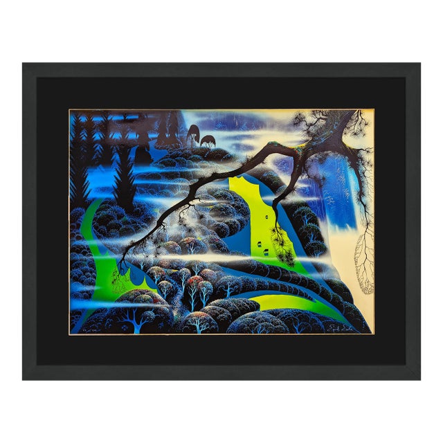 Eyvind Earle, Green Pastures (Custom Framed Large Hand Signed Serigraph), 1992 For Sale