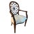 An exceptional Ethan Allen Hepplewhite-style spider back armchair, beautifully upholstered with a linen-white colored...