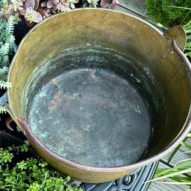 Mid 19th Century 19th-Century Bucket Cauldron Handcrafted French Brass Fireside Spun Brass Jardiniere For Sale - Image 5 of 7