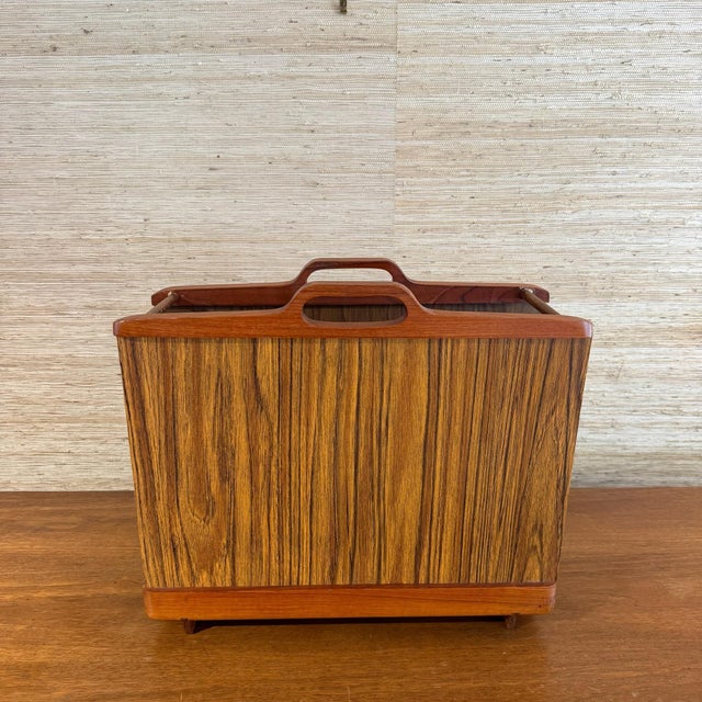 Mid-Century Modern 1960s Ernest Sohn for Siamese Teak and Rosewood Magazine Holder For Sale - Image 3 of 12