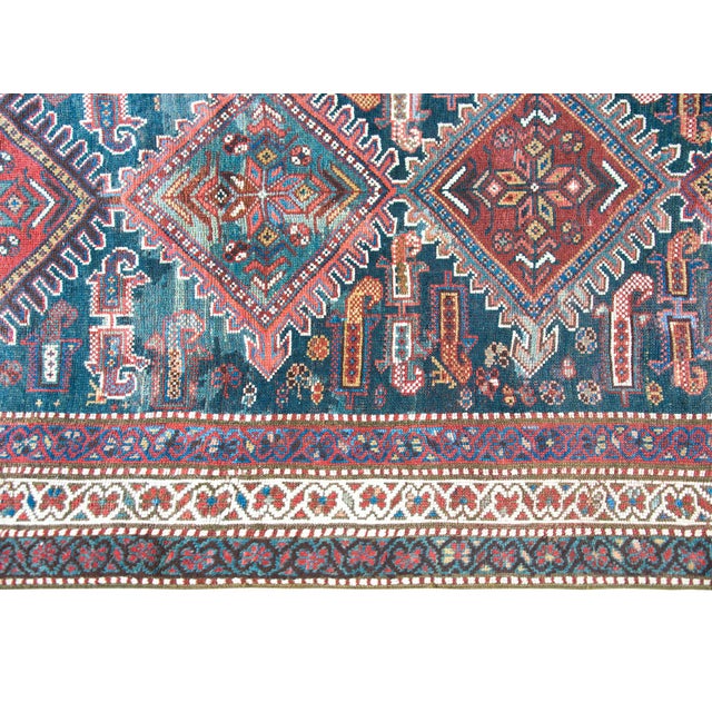 Teal Early 20th Century Persian Qashqai Runner For Sale - Image 8 of 14