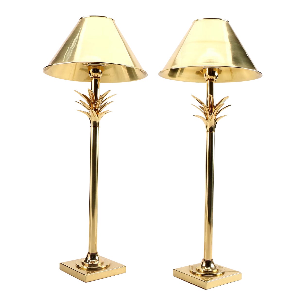 Pineapple Form Brass Candlestick Buffet Lamps a Pair Chairish