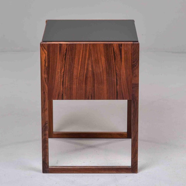 Wood Langkilde Danish Mid-Century Rosewood Side Table With Black Glass Top For Sale - Image 7 of 12