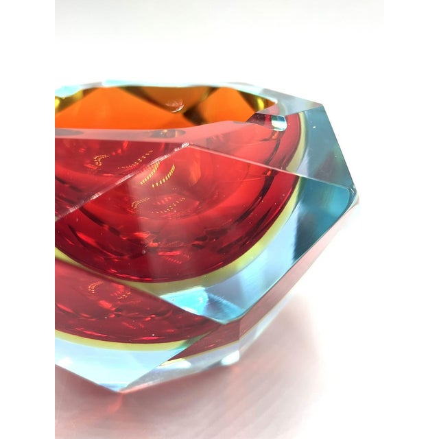 Murano Glass Sommerso Diamond-Shaped Ashtray, 1960s For Sale - Image 6 of 11