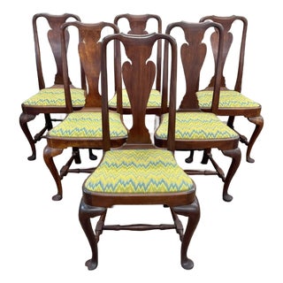 Late 20th Century Set of 6 Bench Made Cherry Queen Anne Style Dining Chairs by Douglas Campbell For Sale