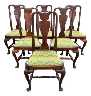 Late 20th Century Set of 6 Bench Made Cherry Queen Anne Style Dining Chairs by Douglas Campbell