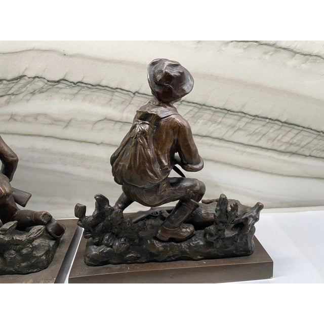 Pair 19th Century Austrian Bronze Hunter Sculptures For Sale - Image 9 of 12