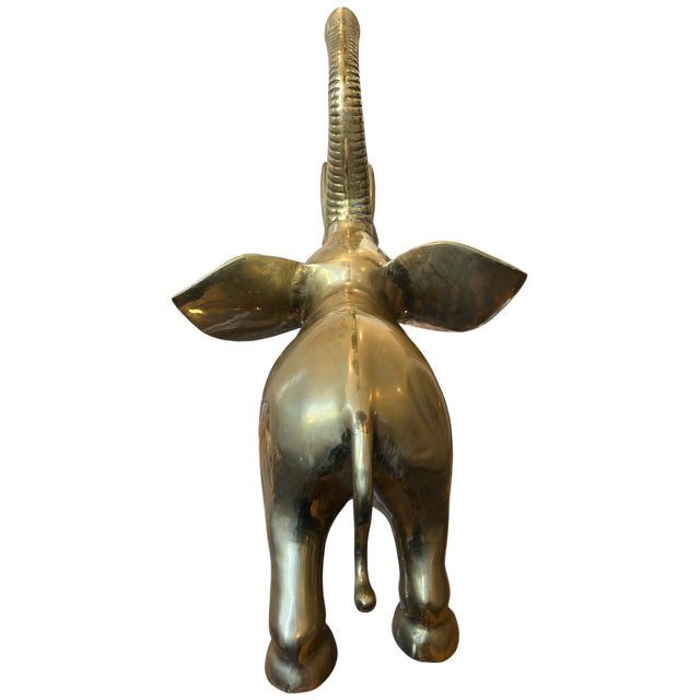 Vintage 1970s Large Solid Brass Elephant Sculpture — Hollywood Regency Statement Piece For Sale In Jacksonville, FL - Image 6 of 11