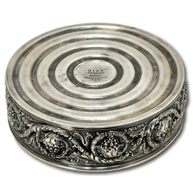 1910s Fine Quality Fancy Antique Heavy Silver Electroplate Wine Bottle Coaster by Tiffany & Company - Circa 1910s For Sale - Image 5 of 12