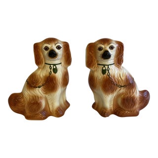 Late 19th Century Glass Eye Russet Staffordshire Spaniels - a Pair For Sale