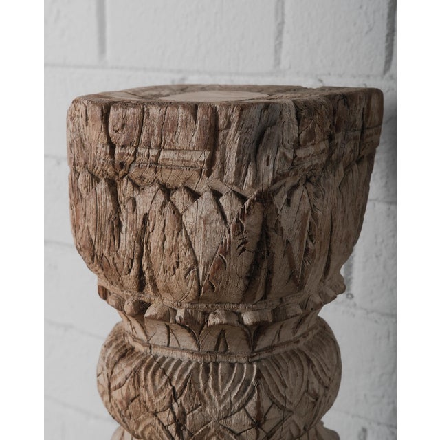 Rustic Antique 19th Century Hand-Carved Wooden Architectural Column For Sale - Image 3 of 5