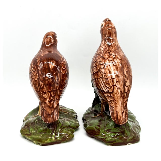 Pair of Vintage Holland Mold Quail Figurines – Hand-Painted Majolica Style Birds - Cottagecore, English Country, Traditional, Lodge, Woodland For Sale - Image 12 of 13