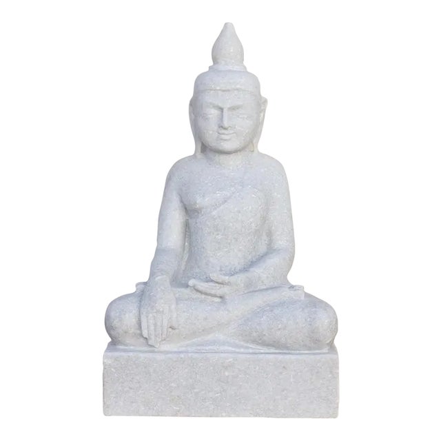 Tall White Marble Burmese Buddha For Sale