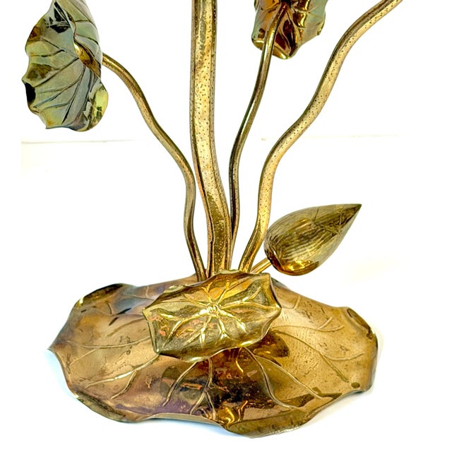 Pair of Carole Stupell Brass Lotus Lily Pad Side Tables, Hong Kong, Circa 1970s For Sale - Image 12 of 16